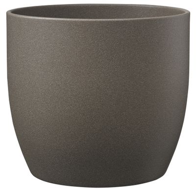 Basel Stone Ceramic Pot - Gray Brown Stone Effect 16 x 15cm