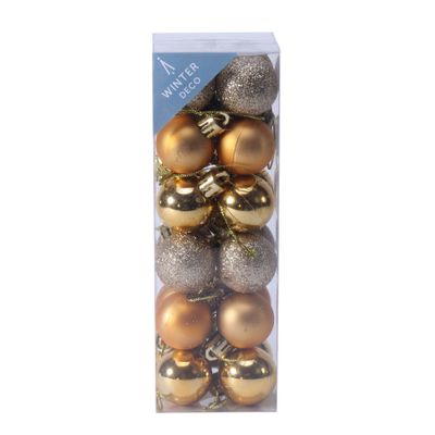 Gold Shatterproof Baubles (3cm) (24 pieces)