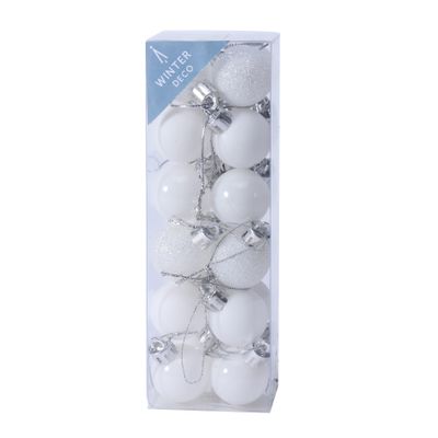 White Shatterproof Baubles (3cm) (24 pieces)