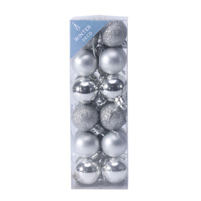 Silver Shatterproof Baubles (3cm) (24 pieces)