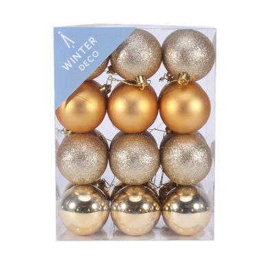 Gold Shatterproof Baubles (6cm) (24 pieces)