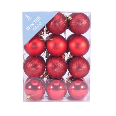 Red Shatterproof Baubles (6cm) (24 pieces)