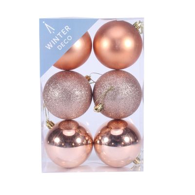 Champagne Shatterproof Baubles (8cm) (6 pieces)