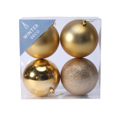 Gold Shatterproof Baubles (10cm) (4 pieces)