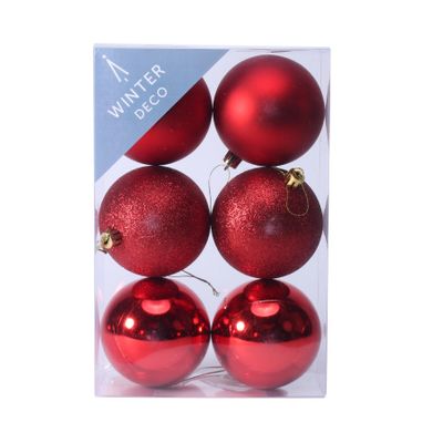 Red Shatterproof Baubles (8cm) (6 pieces)