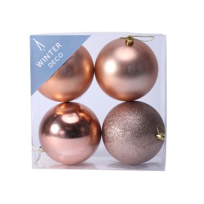 Champagne Shatterproof Baubles (10cm) (4 pieces)