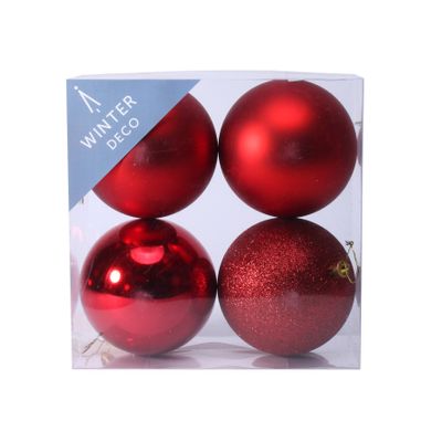 Red Shatterproof Baubles (10cm) (4 pieces)