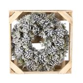 38cm Pinus Nigra Snowy Wreath w/preserved branch (1/6)