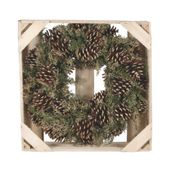 38cm Pinus Nigra Goldwash Wreath w/preserved branch (1/6)