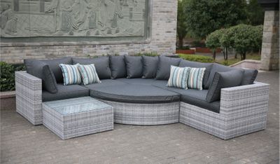 Rowena Flat Rattan Sofa Set with Side Table