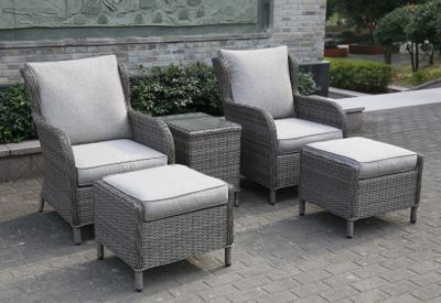 Rowena Rattan Chair and Table Set (2 chairs, 2 footstalls, 1 table)