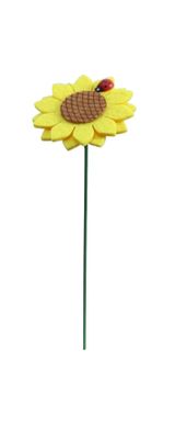 Felt sunflower pick on spring yellow 20cm  pk 10 