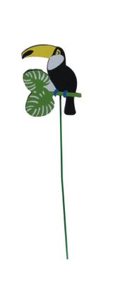 Tucan on perch wooden pick 20cm pk10