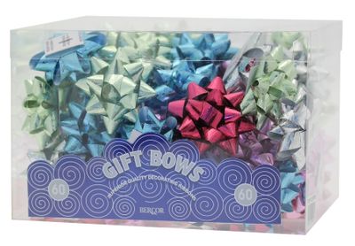 Metallic Assorted Embossed Mini Star Bows (x60)