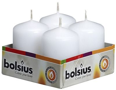 Bolsius Pillar candles White, tray  4, 60/40 mm