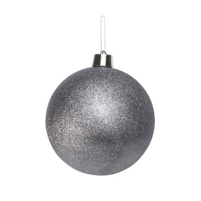 Pewter Glitter Shatterproof Bauble (x1) (25cm)