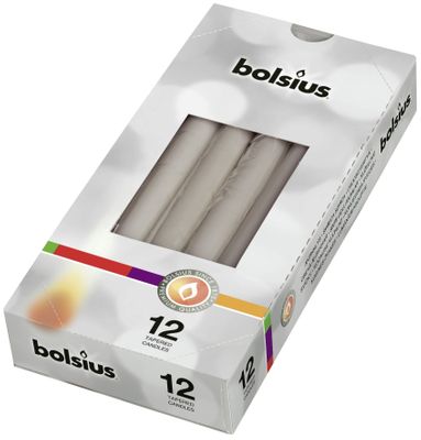 Tapered Candle, Individually wrapped in cello bx12 - Warm Grey