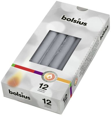 Tapered Candle, Individually wrapped in cello bx12 - Metallic Silver