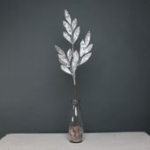 Glitter Leaf spray Silver stem