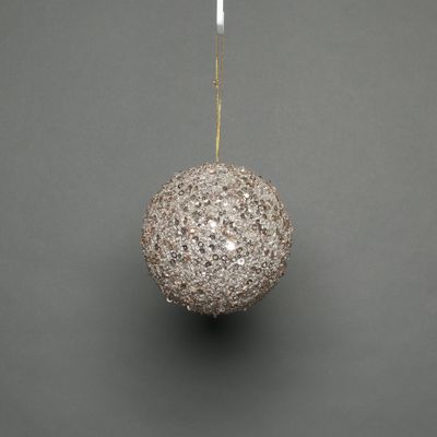 Champagne 12cm glitter bauble