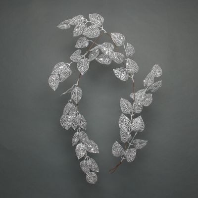 Glitter Leaf garland Silver 150cm 