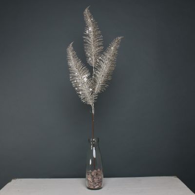 Glitter 3 fern leaf champagne stem 