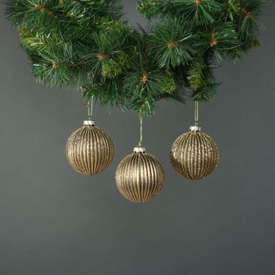 Titania 8cm Glass Bauble Gold  (S/4)