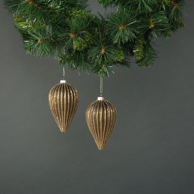 Titania Glass Drop Bauble Gold (S/4)