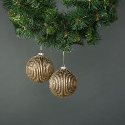 Titania 10cm Glass Bauble Gold (S/4)