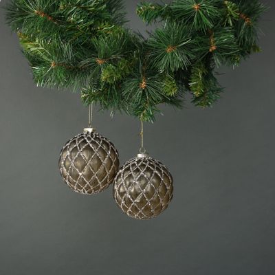 Asteria 10cm Glass Quilted Bauble (S/4)