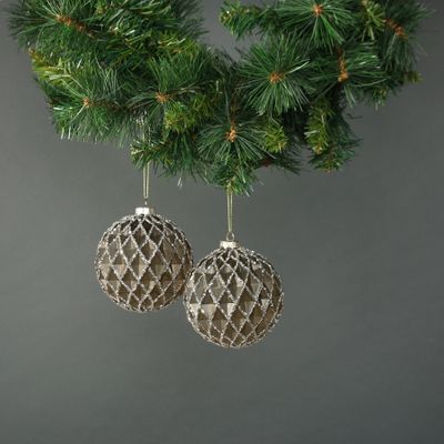 Asteria 10cm Glass Diamond Bauble (S/4)