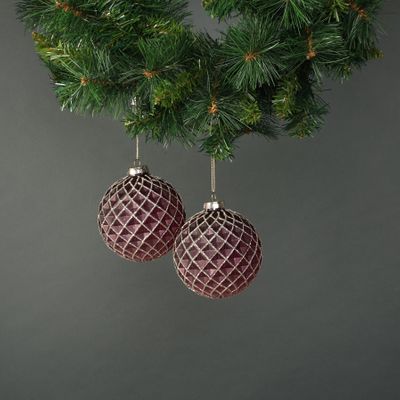 Faye 10cm Glass Bauble Dark Purple (S/4)