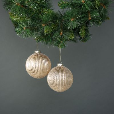 Calista 10cm Glass Bauble Gold (S/4)