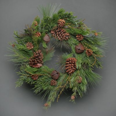 Pine leaves cone and bell Wreath 70cm