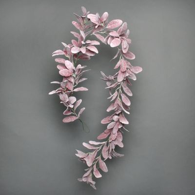 Lambs Ear Garland flocked with glitter Burgundy