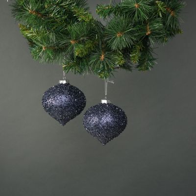 Marin 10cm Glass Onion Bauble Blue (S/4)