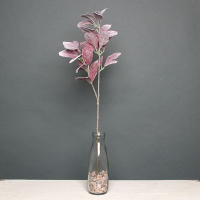 Lambs Ear Stem flocked with glitter Burgundy