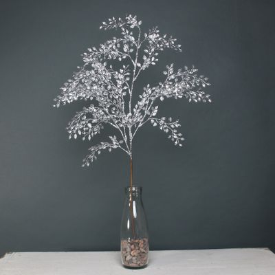 Glitter mini leaf spray silver 