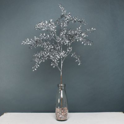 Glitter mini leaf spray pewter