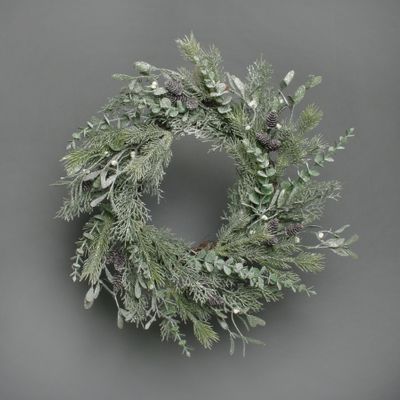 Pine and misletoe frosted wreath