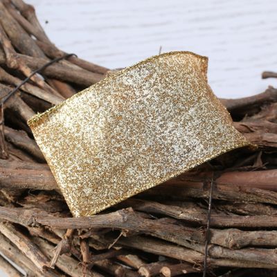 gold glitter ribbon  w/e 63mm x 10yd 