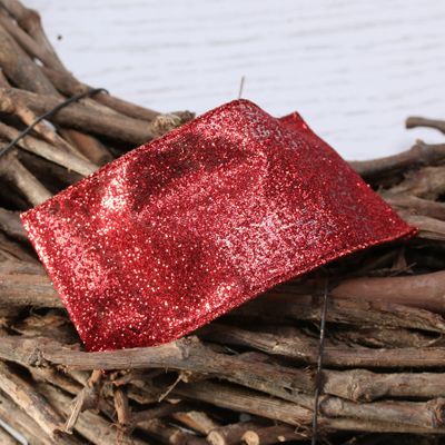 red glitter ribbon w/e 63mm x 10yd 