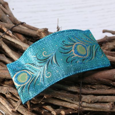 Turquoise peacock ribbon w/e 63mm x 10yd