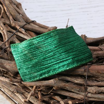 Green metallic crinkle ribbon metallic w/e 63mm x 10yd