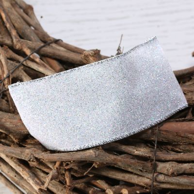 White glitter ribbon w/e 63mm x 10yd