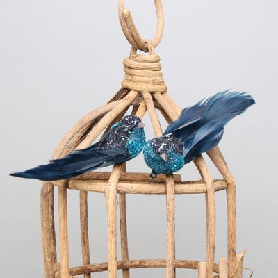 Blue Glitter Bird w/clip 