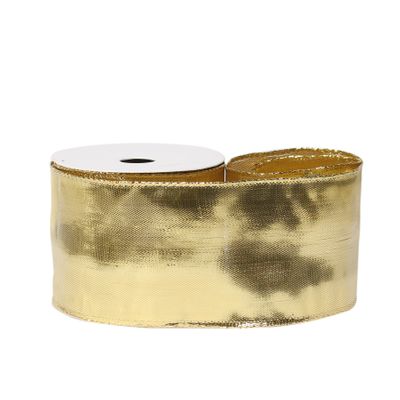 Metallic Ribbon 63mm x 10 yards wire edge Gold