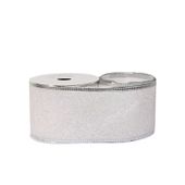 Glitter ribbon 63mm x 10 yards white wire edge 