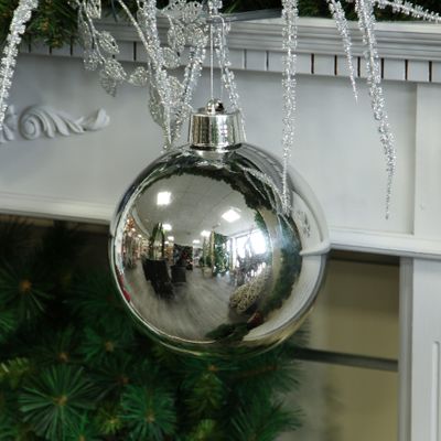 Silver Shiny Shatterproof Bauble (x1) (20cm)