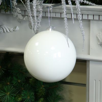 White Shiny Shatterproof Bauble (x1) (20cm)